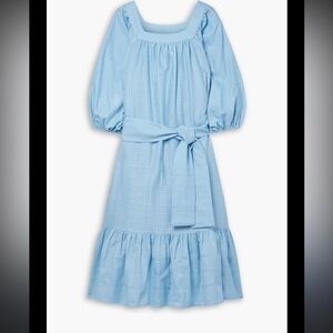 LISA MARIE FERNANDEZ Laure linen-blend jacquard midi dress L